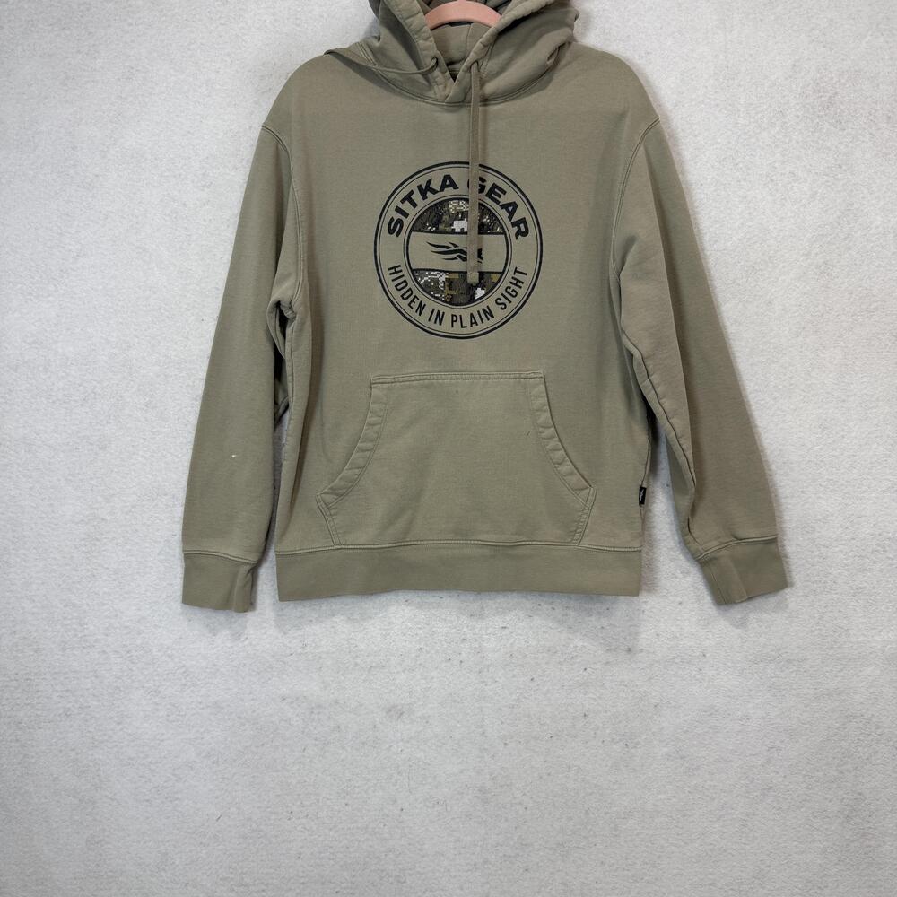 Sitka Hoodie Mens Medium Green Fleece Pullover Kangaroo Pocket Graphic Hunting